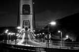 Horizontal Overnight Traffic on the Golden Gate Bridge black and white Photos