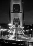 Vertical Overnight Traffic on the Golden Gate Bridge black and white Photos