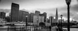 Panoramic Park Benches Line the Edges of Pier 7 in San Francisco black and white Photos