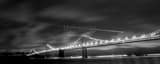 Panoramic A Small Jet Approaches OAK Under a Full Moon black and white Photos