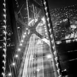 Square Overnight Road Work on the San Francisco Bay Bridge black and white Photos