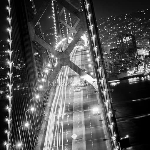 Overnight Road Work on the San Francisco Bay Bridge -- San Francisco Black and White Photos