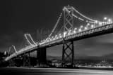 Horizontal The San Francisco Bay Bridge at Night black and white Photos