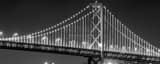 Panoramic The LEDs along the Vertical Support Cables of the Bay Bridge black and white Photos