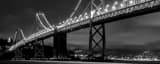 Panoramic The San Francisco Bay Bridge at Night black and white Photos