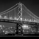 Square The LEDs along the Vertical Support Cables of the Bay Bridge black and white Photos
