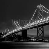 Square The San Francisco Bay Bridge at Night black and white Photos