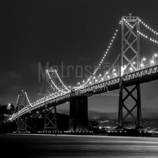 The San Francisco Bay Bridge at Night -- San Francisco Black and White Photos
