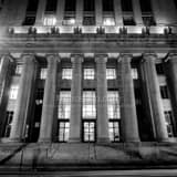 Square The San Francisco Federal Reserve Building at Night black and white Photos
