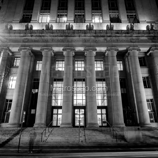 The San Francisco Federal Reserve Building at Night -- San Francisco Black and White Photos