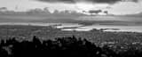 Panoramic San Francisco and Oakland from Grizzly Peak Boulevard landscape black and white Photography