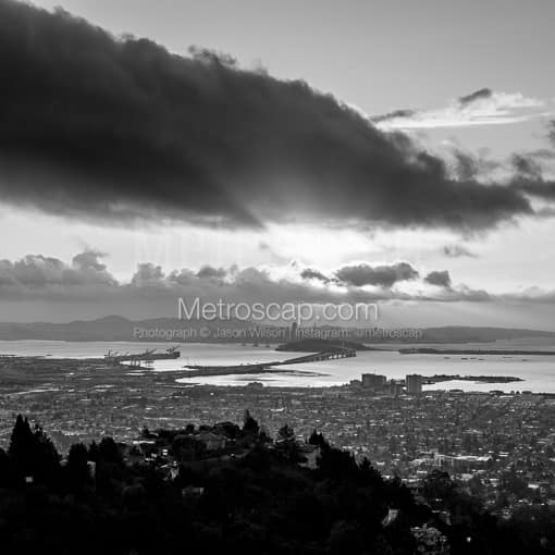 San Francisco and Oakland from Grizzly Peak Boulevard -- San Francisco Black and White Photos