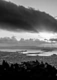 Vertical San Francisco and Oakland from Grizzly Peak Boulevard landscape black and white Photography