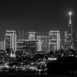Square The San Francisco Skyline at Night from the GGB Vista Point black and white Photos