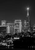 Vertical The San Francisco Skyline at Night from the GGB Vista Point black and white Photos