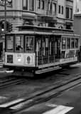 Vertical A San Francisco Trolly on Powell at California black and white Photos