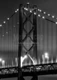 Vertical The SF Bay Bridge at Night black and white Photos
