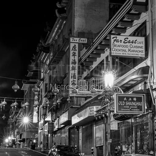 A San Francisco Chinatown Night Time Cityscape -- San Francisco Black and White Photos