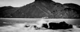 Panoramic Small Waves Crash on to Baker Beach black and white Photos