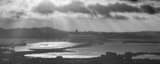 Panoramic Sun Rays over the San Francisco Bay landscape black and white Photography
