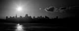 Panoramic The Sun Rises Above the San Francisco Skyline black and white Photos