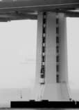 Vertical The Base of the New Oakland-San Francisco Bay Bridge landscape black and white Photography