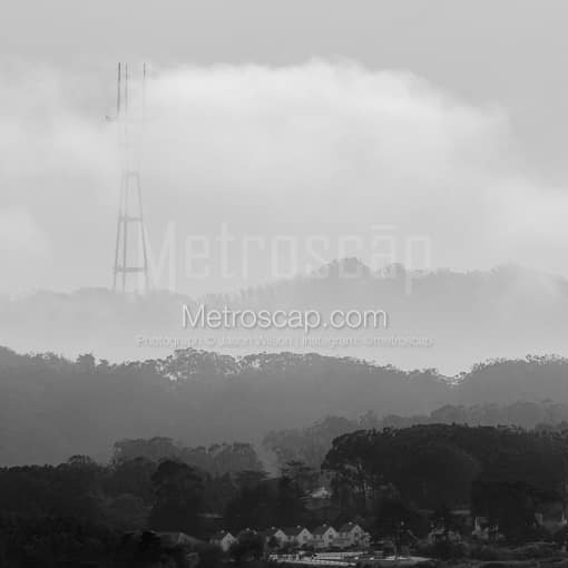 Sutro Tower Enveloped in Fog -- San Francisco Black and White Photos
