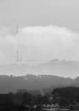 Vertical Sutro Tower Enveloped in Fog black and white Photos