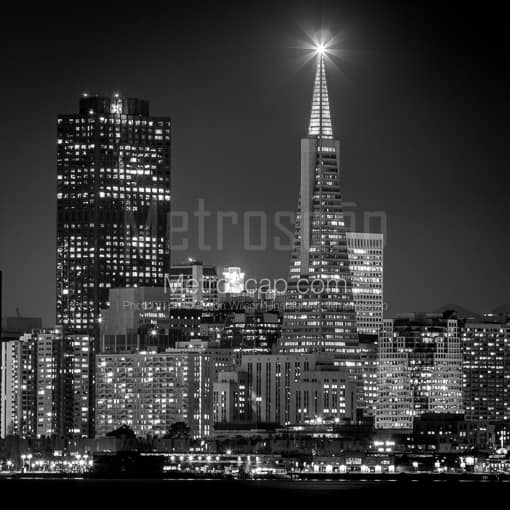 The Illuminated Beacon atop the Transamerica Pyramid -- San Francisco Black and White Photos