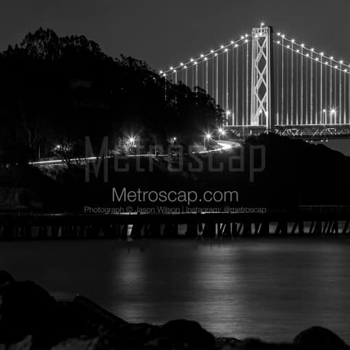 Treasure Island at Night -- San Francisco Black and White Photos