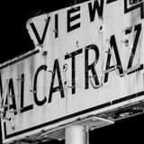 Square View Alcatraz from Fishermans Wharf black and white Photos