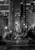 Vertical The view from California and Powell at Night black and white Photos