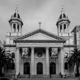 Square The San Jose Basicilla of Saint Joseph black and white Photos