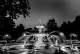Horizontal The Forsyth Fountain in Savannah black and white Photography
