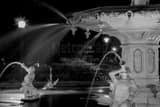 Horizontal Forsyth Fountain Close Up Left black and white Photography