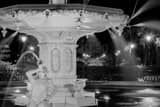 Horizontal Forsyth Fountain Close Up Right black and white Photography