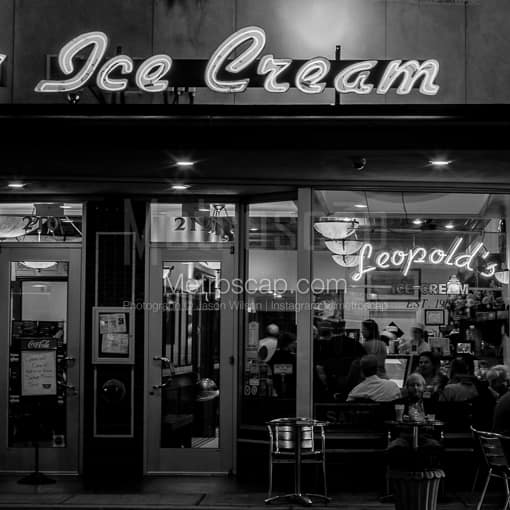 Leopolds Ice Cream on Broughton -- Savannah Black and White Photography