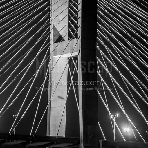Cable Supports on the Talmadge Bridge -- Savannah Black and White Photography