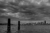 Horizontal Seattle from Seacrest Park landscape black and white Photography