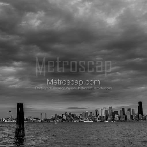 Seattle from Seacrest Park -- Seattle Black and White Photography