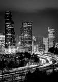 Vertical The Seattle Skyline from Rizal Park landscape black and white Photography