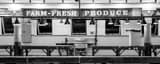 Panoramic Farm Fresh Produce at Pike Place Market landscape black and white Photography
