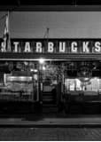 Vertical The Original Pike Place Market Starbucks landscape black and white Photography