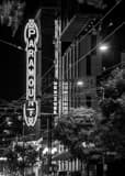 Vertical The Paramount Theater at Night landscape black and white Photography