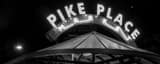 Panoramic Pike Place Market Bus Station landscape black and white Photography