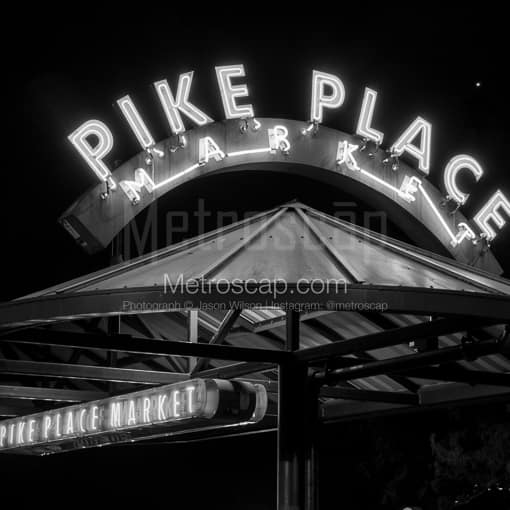 Pike Place Market Bus Station -- Seattle Black and White Photography