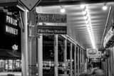 Horizontal Pike Place Market Post Alley landscape black and white Photography