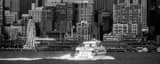 Panoramic A Puget Sound Ferry landscape black and white Photography