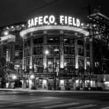 Square Safeco Field at Night landscape black and white Photography