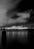 Vertical The Seattle Skyline landscape black and white Photography